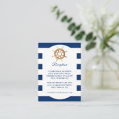Nautical Wedding Reception van het zeemacht-stuurw Informatiekaartje (Staand voorkant)