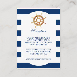 Nautical Wedding Reception van het zeemacht-stuurw Informatiekaartje