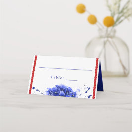 Nautical Wedding Red Blue Hydrangea Paint Drip Plaatskaartje