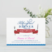 Nautical Wedding Rehearsal Dinner Invitations Kaart (Staand voorkant)