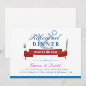 Nautical Wedding Rehearsal Dinner Invitations Kaart (Voorkant / Achterkant)