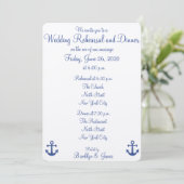 Nautical Wedding Rehearsal Dinner Invitations Kaart (Staand voorkant)