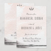 Nautical Wedding Rehearsal Nodig Waterverf Peach u Kaart (Voorkant / Achterkant)