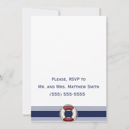 Nautical Wedding Rehearsal Uitnodigingen Lifesaver (Achterkant)