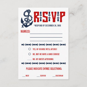 Nautical Wedding Response-kaarten RSVP Kaartje