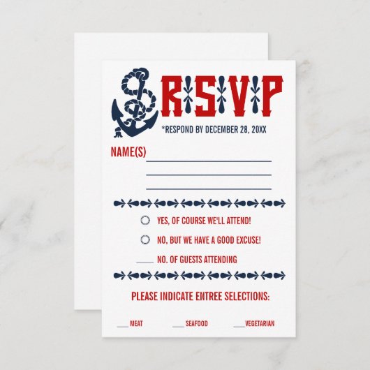  Nautical Wedding Response-kaarten RSVP Kaartje
