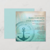 Nautical Wedding  Retro Style Blauwgroen Kaart (Voorkant / Achterkant)
