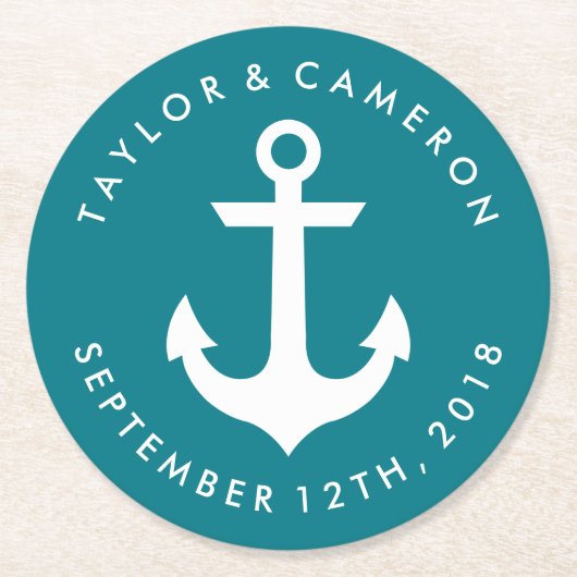 Nautical Wedding Ronde Kartonnen Onderzetter (Voorkant)