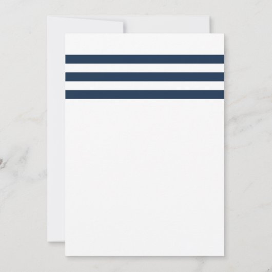 Nautical Wedding Roos Gold Anchor Navy Stripes Kaart (Achterkant)