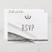 Nautical Wedding RSVP Briefkaarten grijs en wit (Voorkant / Achterkant)