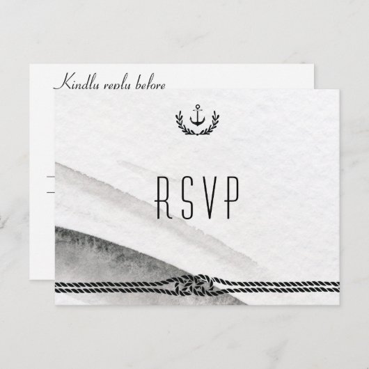Nautical Wedding RSVP Briefkaarten grijs en wit (Voorkant / Achterkant)