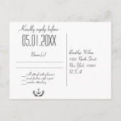 Nautical Wedding RSVP Briefkaarten grijs en wit (Achterkant)