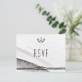 Nautical Wedding RSVP Briefkaarten grijs en wit (Staand voorkant)