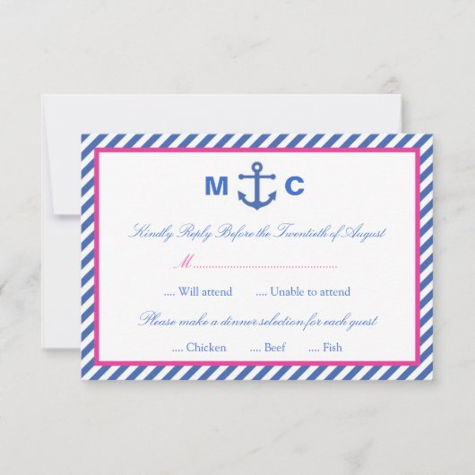 Nautical Wedding RSVP-kaart RSVP Kaartje (Voorkant)