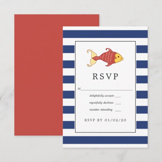 Nautical Wedding RSVP Kaartje (Voorkant / Achterkant)