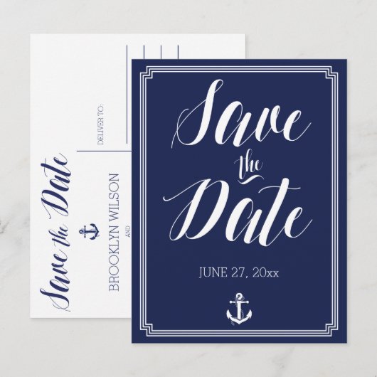 Nautical Wedding Save the Date Briefkaart Lijst (Voorkant / Achterkant)