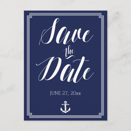 Nautical Wedding Save the Date Briefkaart Lijst (Voorkant)