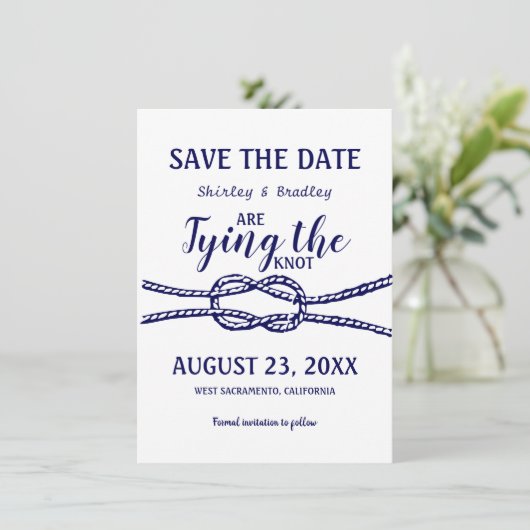 Nautical Wedding Save the Date Kaart (Staand voorkant)