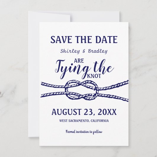 Nautical Wedding Save the Date Kaart (Voorkant)