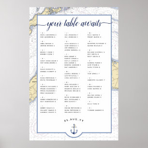 Nautical Wedding Seating Chart   Martha's wijngaar Poster