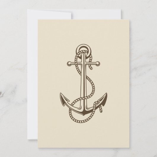  Nautical Wedding Ship Anchor Brown Tan Kaart (Achterkant)