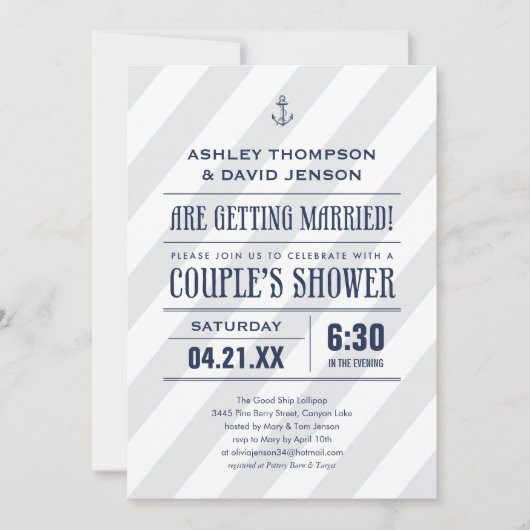 Nautical Wedding Shower-uitnodigingen Kaart (Voorkant)
