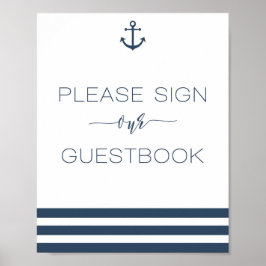 Nautical Wedding Sign Ons gastboek Poster