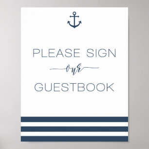 Nautical Wedding Sign Ons gastboek Poster