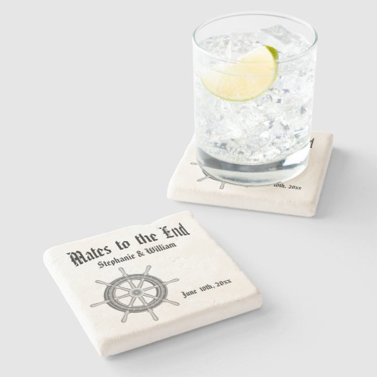 Nautical Wedding Stenen Onderzetter (Zijkant)