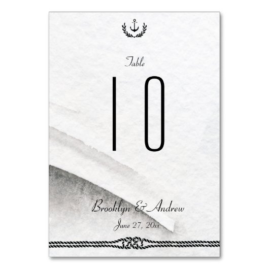 Nautical Wedding Table Numbers grijs en wit Kaart (Voorkant)