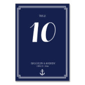 Nautical Wedding Table Numbers Navy Blue Lijst Kaart (Voorkant)