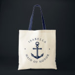 Nautical Wedding | Tote Bag<br><div class="desc">Een volledig aanpasbare en leuke canvas tas met een uniek nautisch thema. Het bevat een anker in het midden gecentreerd in een levendige marine en witte kleurenregeling. De detailcirkel van jouw tekst rond de randen. Alle elementen staan op open en verstelbaar, dus heb plezier creërend en maak het uw eigen....</div>