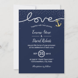 Nautical Wedding Tying the Knot Anchor Navy Blue Kaart