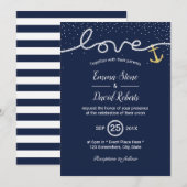 Nautical Wedding Tying the Knot Anchor Navy Blue Kaart (Voorkant / Achterkant)