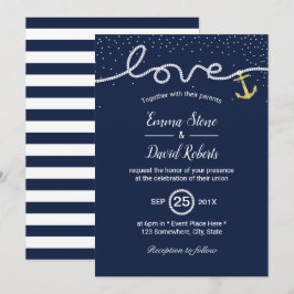 Nautical Wedding Tying the Knot Anchor Navy Blue Kaart