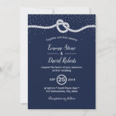 Nautical Wedding Tying the Knot Heart Navy Blue Kaart (Voorkant)