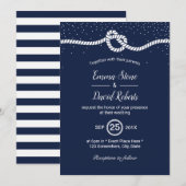 Nautical Wedding Tying the Knot Heart Navy Blue Kaart (Voorkant / Achterkant)