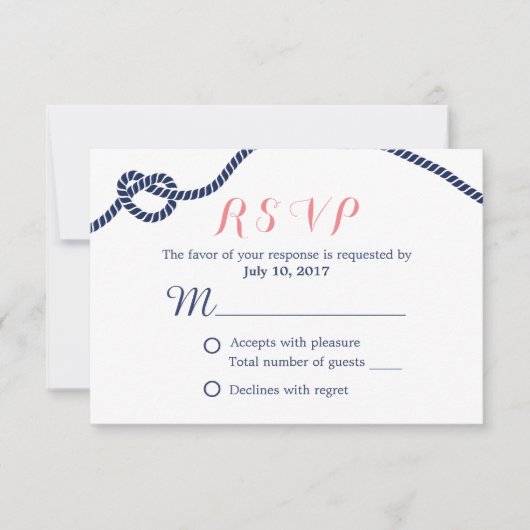 Nautical Wedding Tying the Knot RSVP (Voorkant)