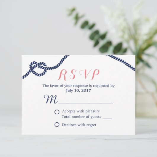Nautical Wedding Tying the Knot RSVP Kaartje (Staand voorkant)