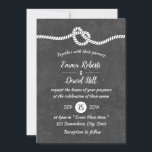 Nautical Wedding Tying the Knot Rustic Chalkboard Kaart<br><div class="desc">Rustic Chalkboard bindt de Knot Nautical Wedding Invitations.</div>