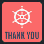 Nautical Wedding van de marine en Coral Dank julli Vierkante Sticker<br><div class="desc">Navy Blue en Coral Nautical Wedding Bedankt Sticker Navy Blue en koraal bedankt je sticker met een witte helm. Dit is perfect voor de nautische bruiloften of de zee- en oceaanwitwanden. Overeenkomende objecten zijn beschikbaar. com</div>