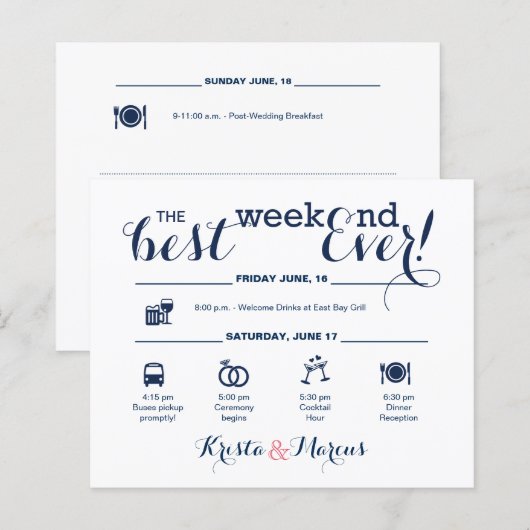 Nautical Wedding Weekend Itinerary (Voorkant / Achterkant)