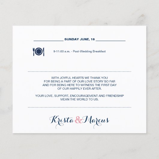 Nautical Wedding Weekend Itinerary (Achterkant)
