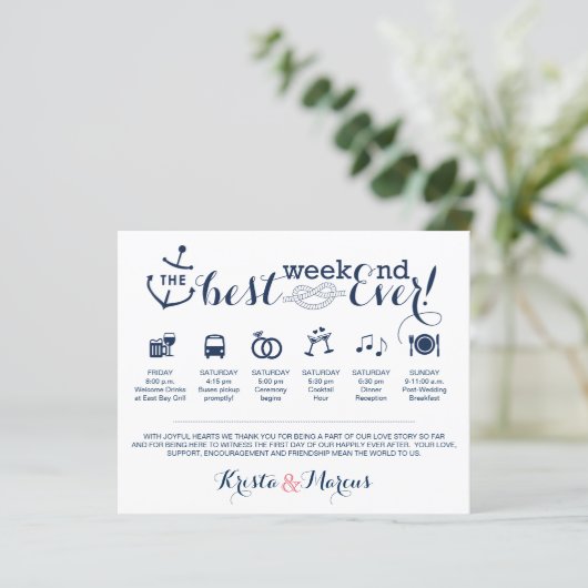 Nautical Wedding Weekend Itinerary (Staand voorkant)