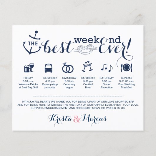 Nautical Wedding Weekend Itinerary (Voorkant)