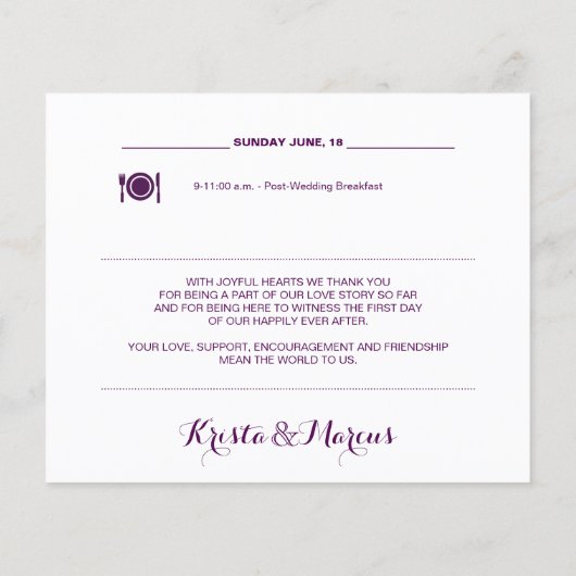 Nautical Wedding Weekend Itinerary (Achterkant)