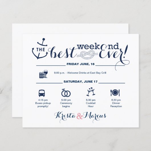 Nautical Wedding Weekend Itinerary 2 (Voorkant / Achterkant)
