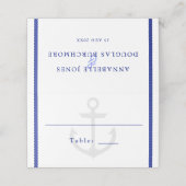Nautical Wedding White Blue Waterverf Anchor Plaatskaartje (Buitenkant ongevouwen)