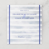 Nautical Wedding White Blue Waterverf gestreept Plaatskaartje (Buitenkant ongevouwen)