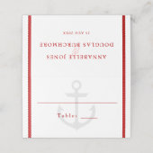 Nautical Wedding White Red Rope Anchor Plaatskaartje (Buitenkant ongevouwen)
